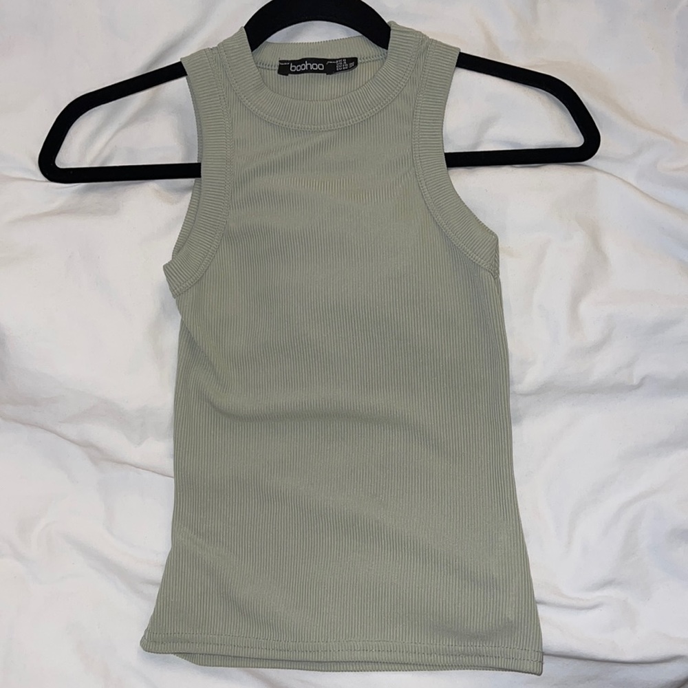 Ribbed high neck tank top